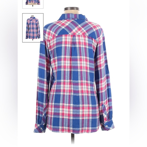 Rails Blue and Pink Flannel size small - Picture 2 of 5